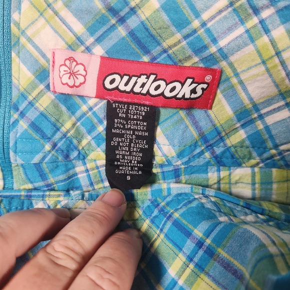 Vintage Y2K Outlooks Blue Plaid Pleated Mini Skirt Size 9 Retro Whimsygoth - Picture 2 of 6